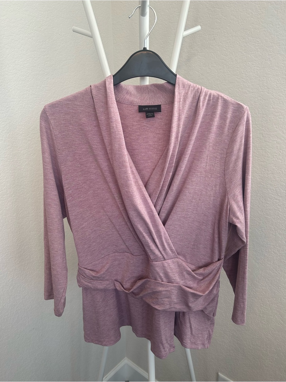 J.Jill Wearever Collection Faux Wrap Top, Small Petite, Dusty Mauve
